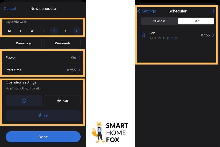 Timer Pläne werden im Detail in der Philips Air+ App erstellt und angezeigt wie und wann das Gerät zu funktionieren hat (Uhrzeiten) und in welchen Modi. 